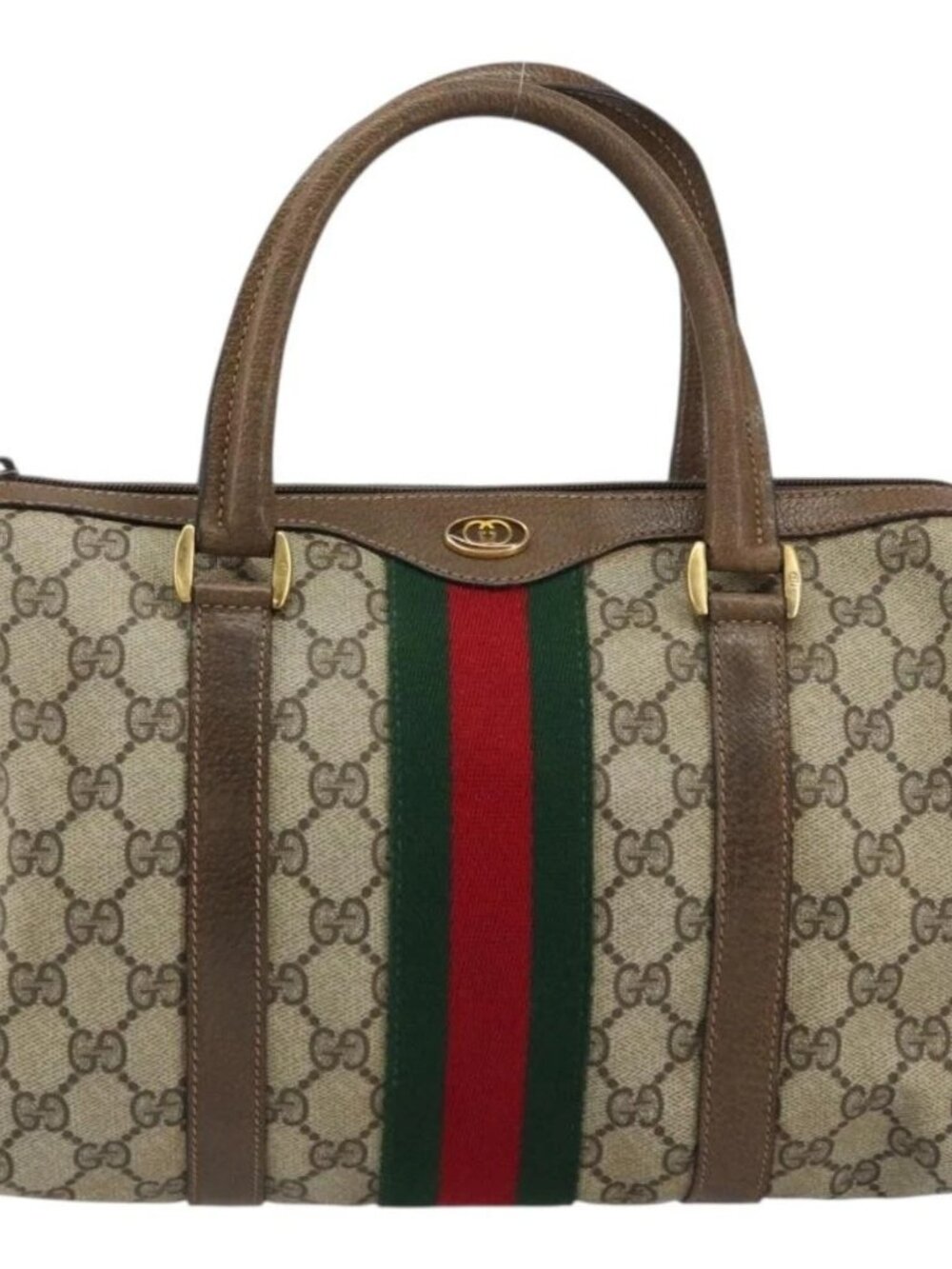 GUCCI GG Supreme Web Sherry Line Boston Bag PVC Beige Gold 40 02 006 Auth gh1505 - Picture 3 of 16